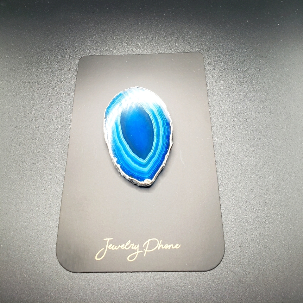 FREEFORM SILVER PLATED BLUE AGATE PHONE ACCESSORIE